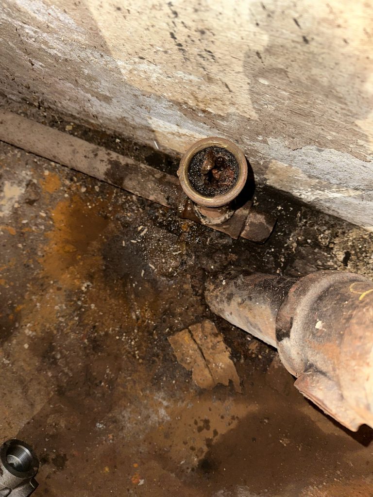 Clogged wet return pipe